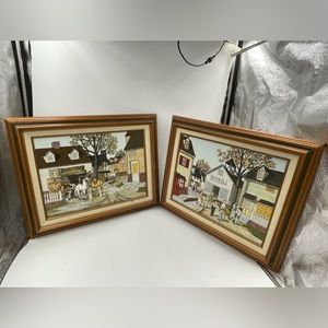 H. Hargrove paintings 21”X17” set of 2 paintings